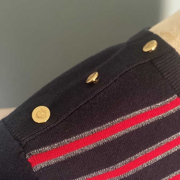 TALBOTS NAVY BLUE, RED,SILVER SPARKLE STRIPED SWEATER SIZE 3X. Holiday nautical - Picture 4 of 9